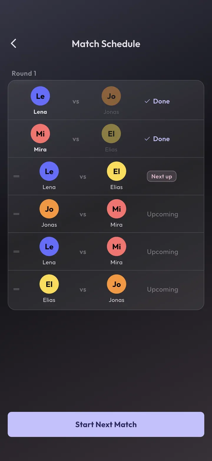 klikkr: tournament schedule